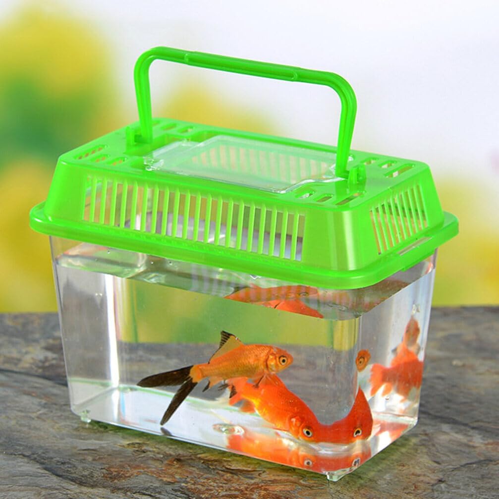POPETPOP Cuencos de plástico para peces, 5 unidades, pequeño hábitat mundial, portátil, tanque de plástico transparente, caja de acuarios, caja de