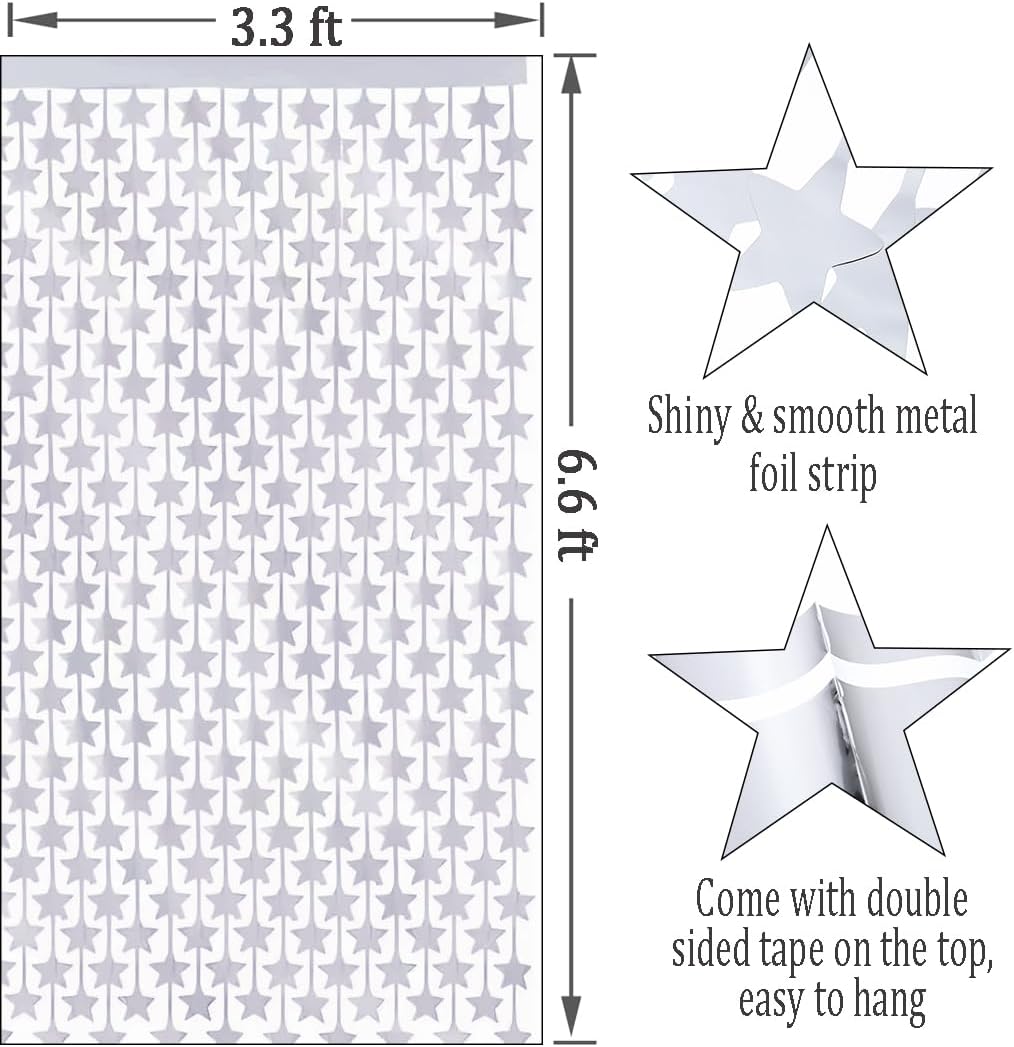 Abien Cortinas de flecos de papel de aluminio metálico con flecos de oropel para puerta de fiesta, serpentinas brillantes, decoraciones de fiesta