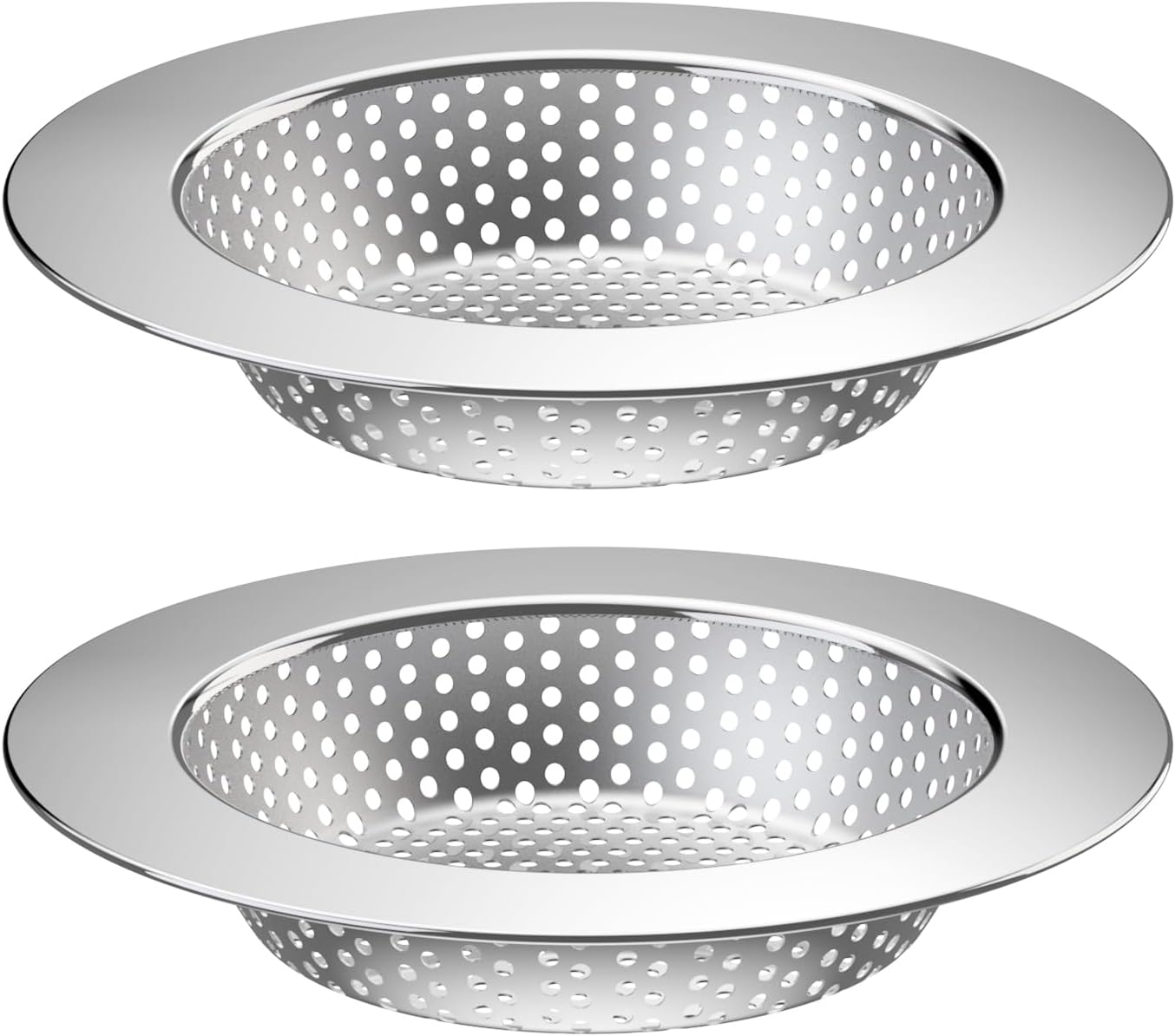 2 coladores de drenaje para fregadero de cocina, colador, cesta, cubierta, filtro, trampapantalla, borde ancho grande de 4.5 pulgadas de diámetro,