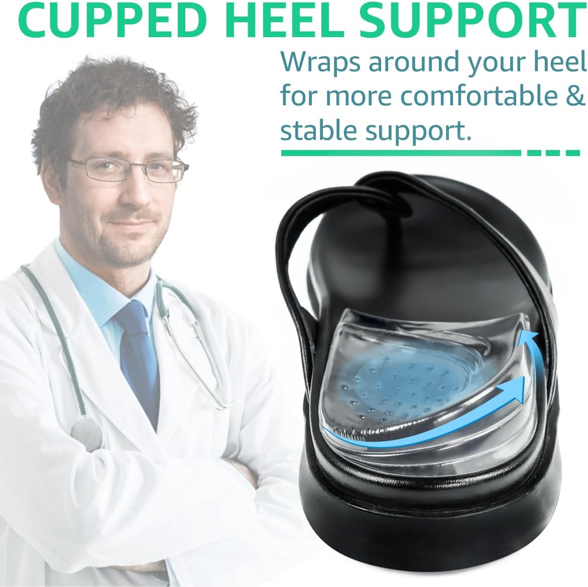 Skyfoot Insertos de cuña de talón ajustables de 3 capas para corrección de supinación y pronación, plantillas adhesivas de talón medial y lateral