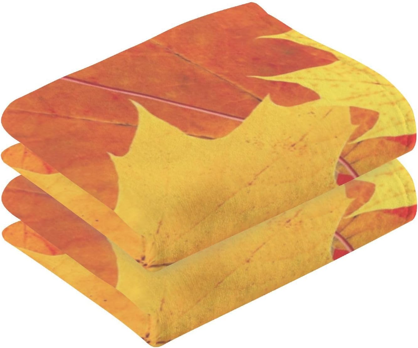 ZOEO Juego de 2 toallas de mano de baño de hojas de otoño de naranja, toallas absorbentes de algodón suave y transpirable para baño, cocina, hotel,