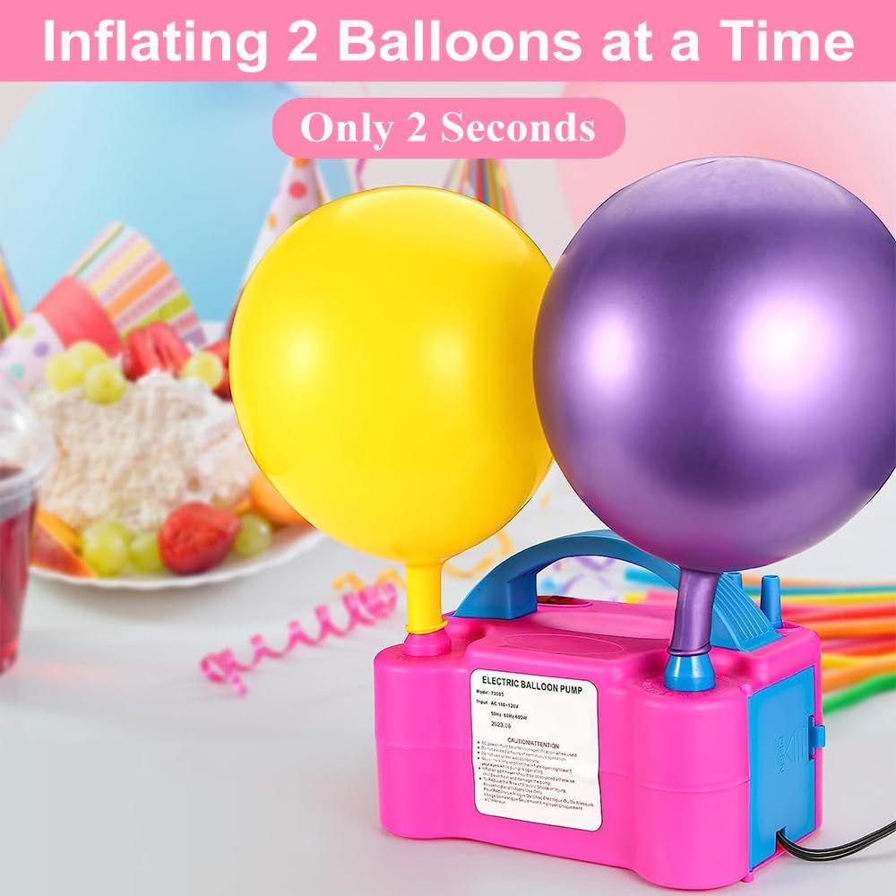 Bomba eléctrica de globo de aire, portátil de 110 V 600 W, doble boquilla, inflador eléctrico para decoración de fiestas con globos, herramienta de