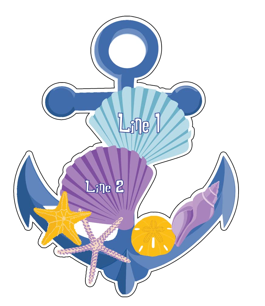 Large Anchor Sea Shells Magnet Customized for your Stateroom Door on your Disney Cruise, Carnival, Royal Caribbean, etc. – Personalized