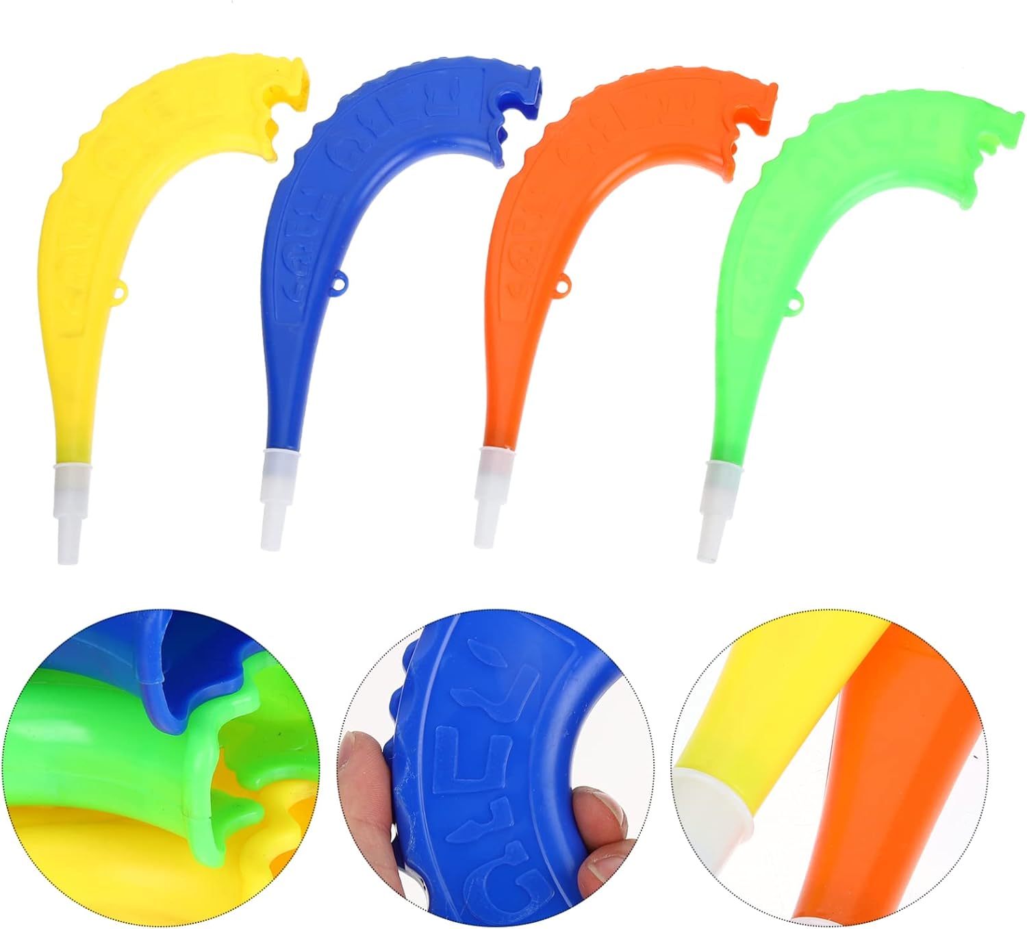 jojofuny Juguetes para niños, cuerno de aire, 4 piezas, juguete de plástico, magnífico surtido de silbato para niños, juguetes de cuerno de Hashaná