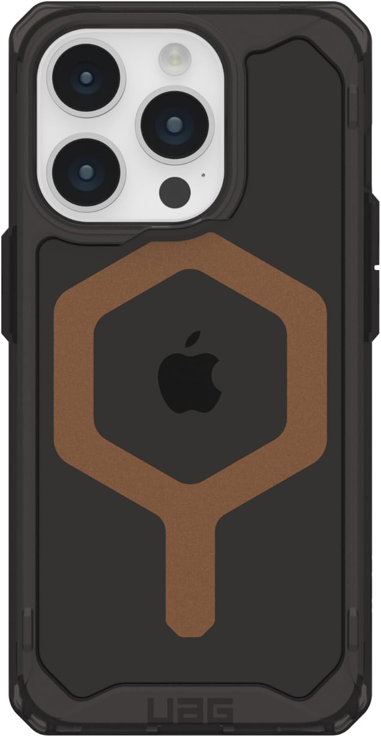 URBAN ARMOR GEAR UAG – Funda compatible con iPhone 15 Pro de 6.1 pulgadas, color negrobronce con imán integrado compatible con carga MagSafe,