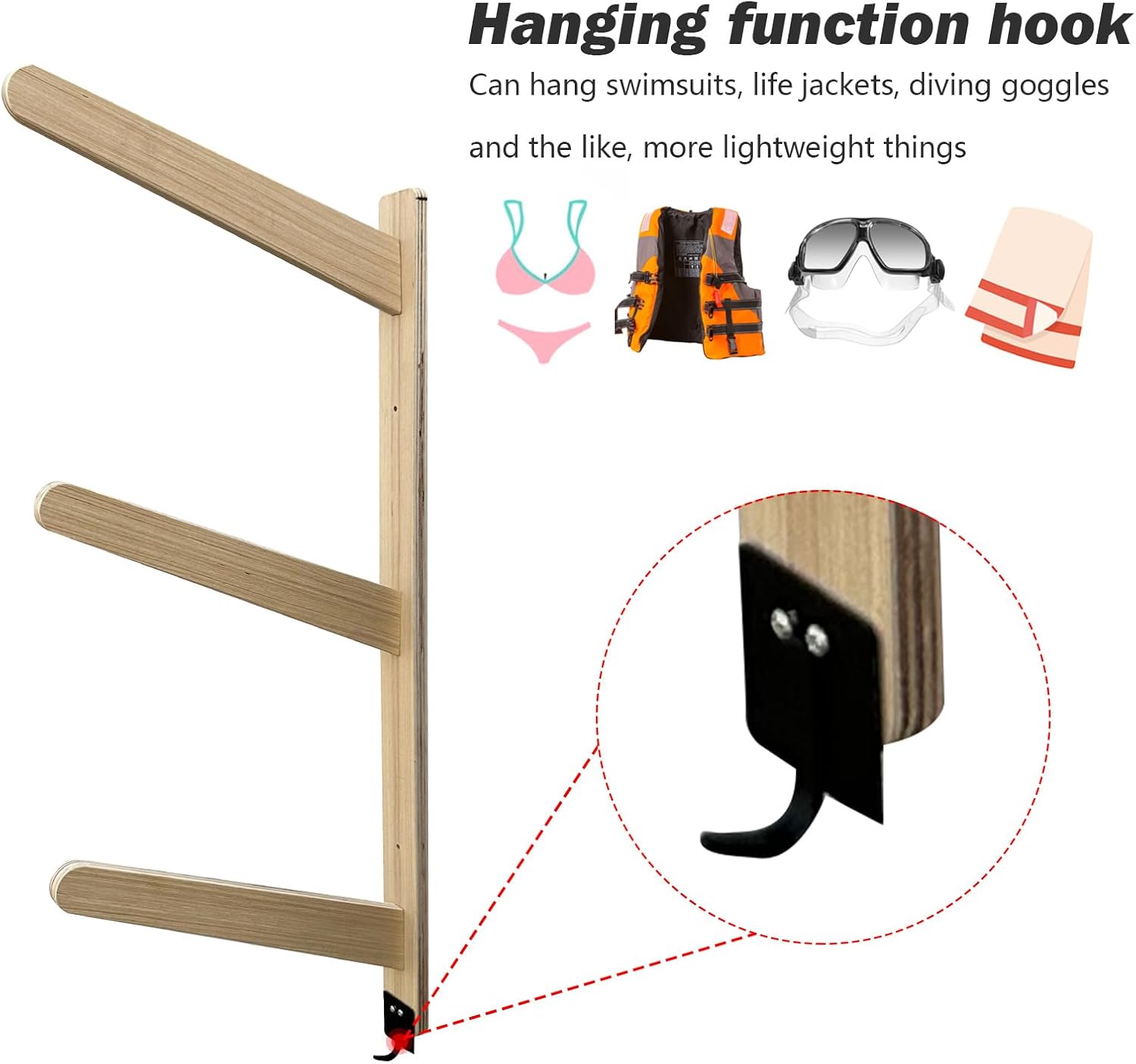 Stranthother Soporte de pared para tabla de surf, 3 tablas de surf, soporte de madera maciza para tablas de surf, soportes de tabla de surf para