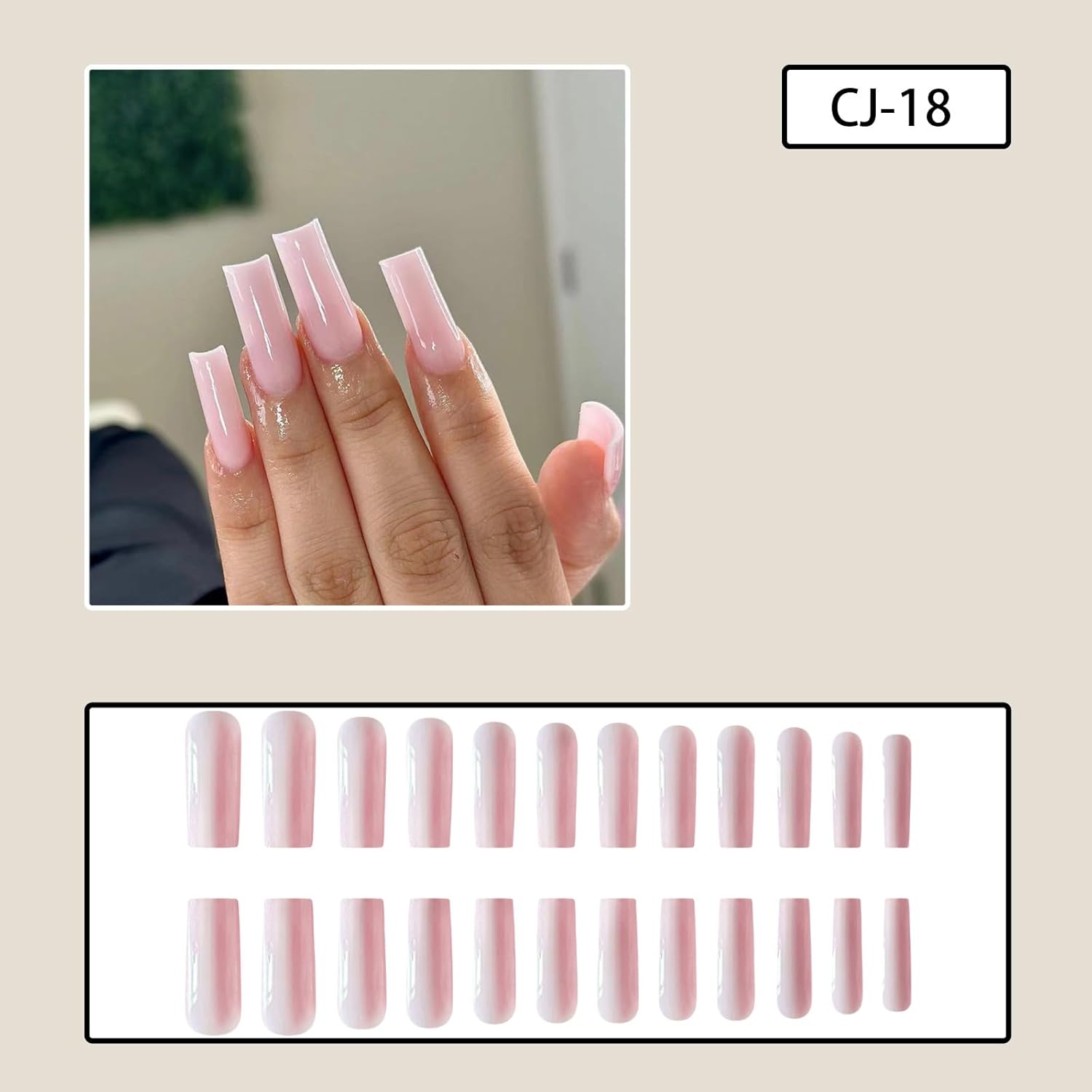 Uñas postizas a presión de color rosa, uñas postizas largas cuadradas de color sólido con diseños, uñas acrílicas extralargas reutilizables, uñas