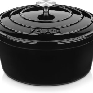 Velaze Olla holandesa de 7.5 cuartos de galón con tapa, horno holandés de hierro fundido esmaltado con asas dobles para hornear pan de masa madre, Velaze Olla holandesa de 7.5 cuartos de galón con tapa, horno holandés de hierro fundido esmaltado con asas dobles para hornear pan de masa madre,