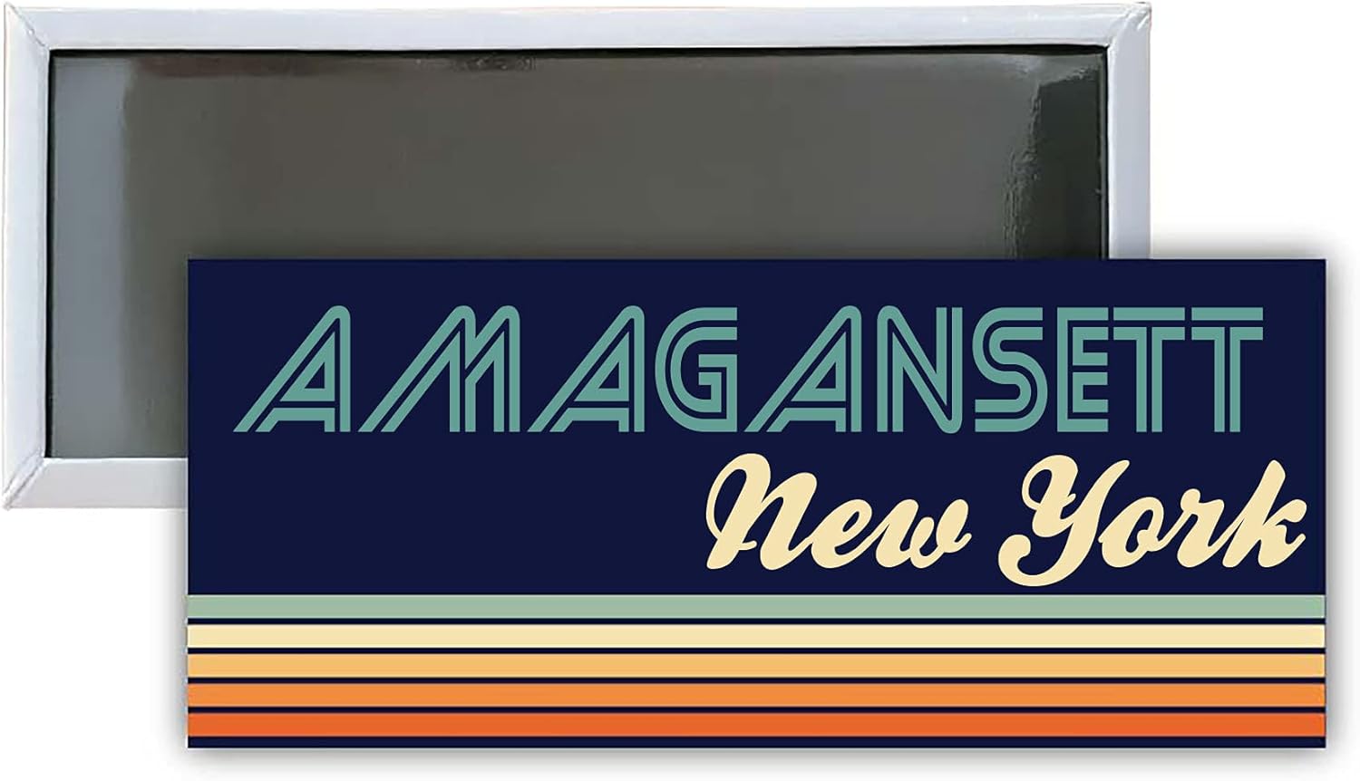 Amagansett New York Souvenir – Imán rectangular para nevera, 4.75 x 2 pulgadas, diseño retro