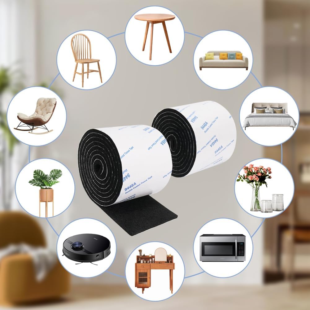 Shintop Cinta adhesiva de fieltro para bricolaje, rollo de tira de fieltro resistente cortada en cualquier forma para proteger tu suelo de madera