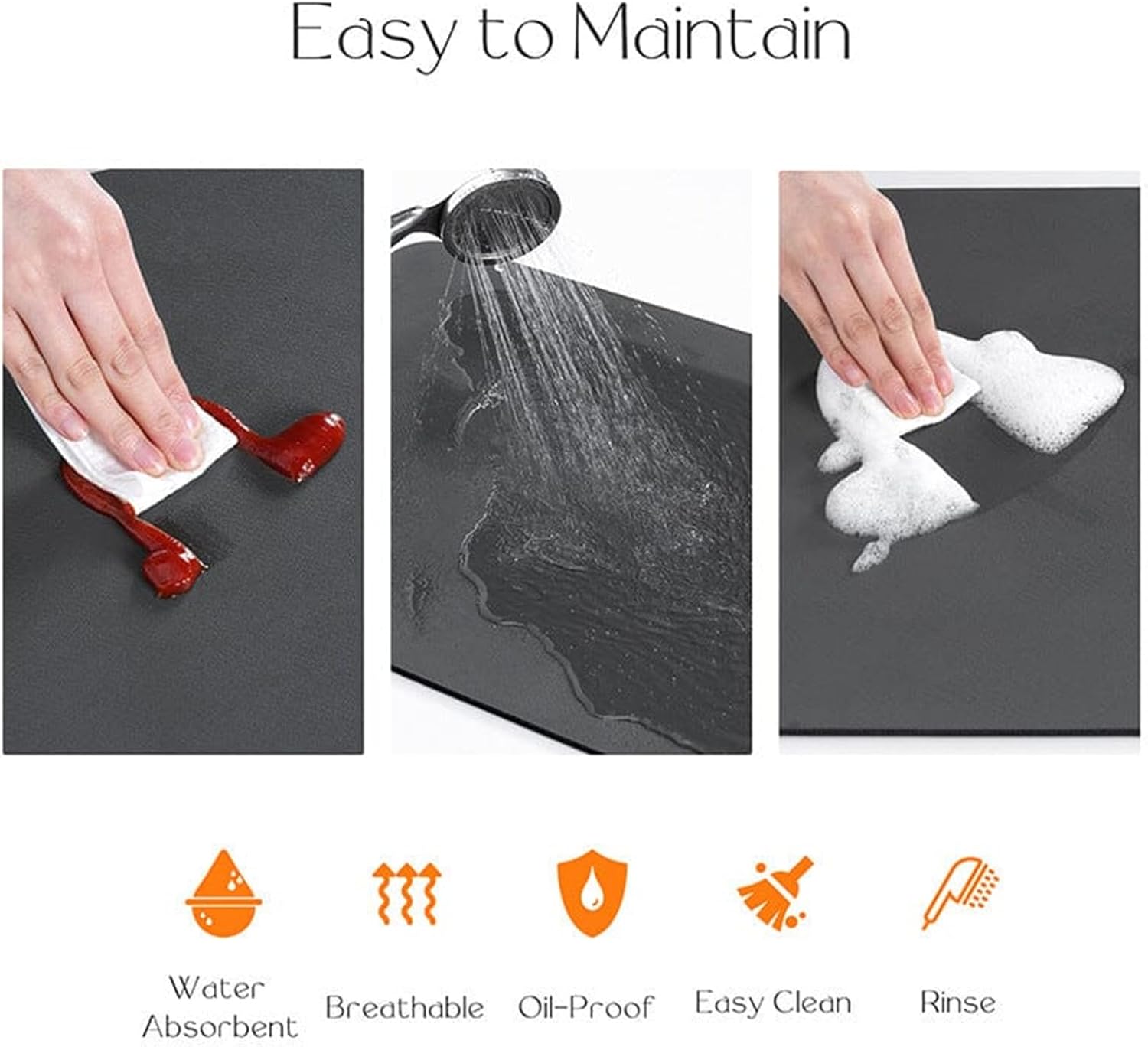 Confidentiay – Tapete de drenaje súper absorbente para cocina, tapete de drenaje súper absorbente, tapete de secado de platos de diatomita, sin