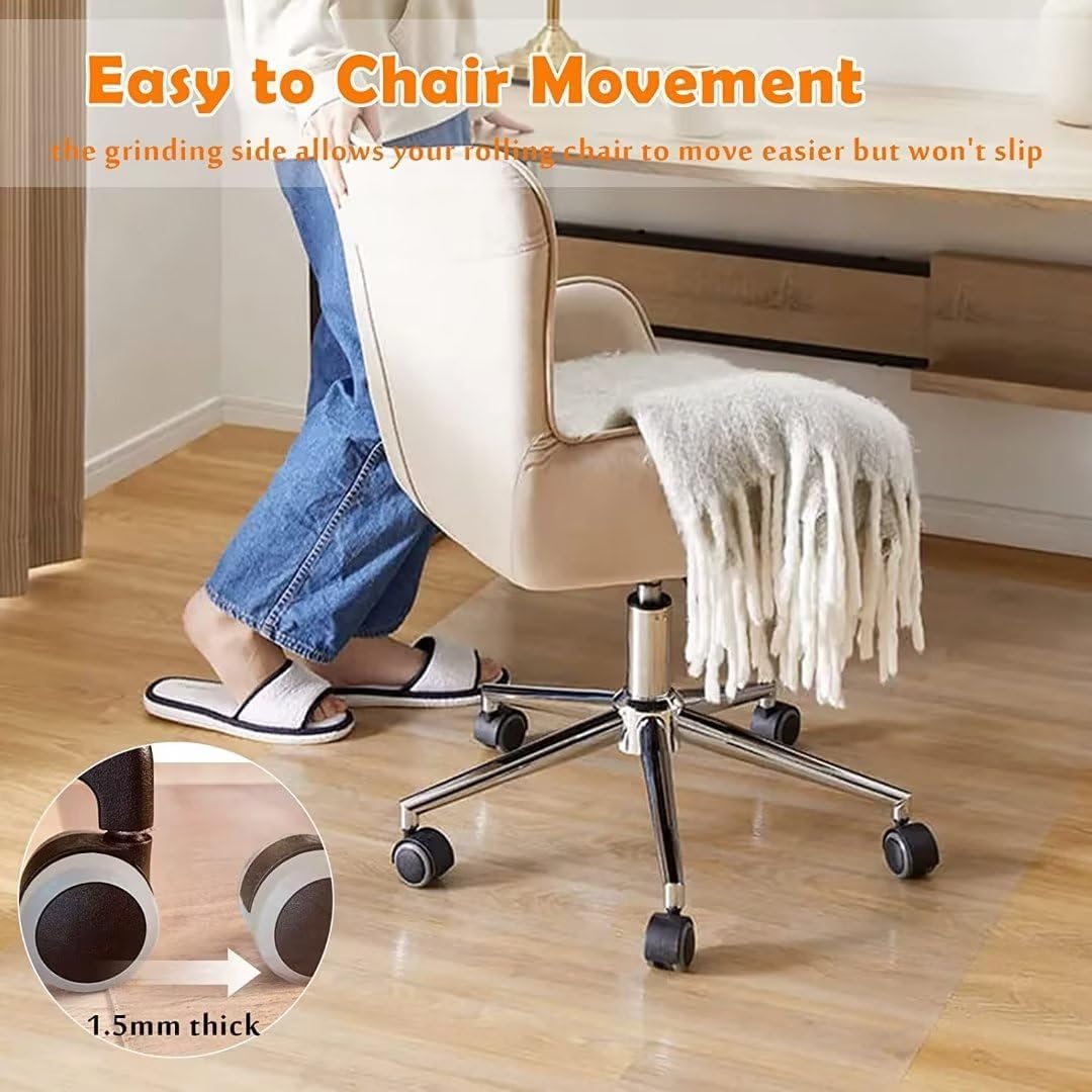 ZIJINJIAJU Tapete para silla para suelo de madera dura, 0.059 in de grosor, 31.5 x 47.3 pulgadas, tapete transparente antideslizante para silla de