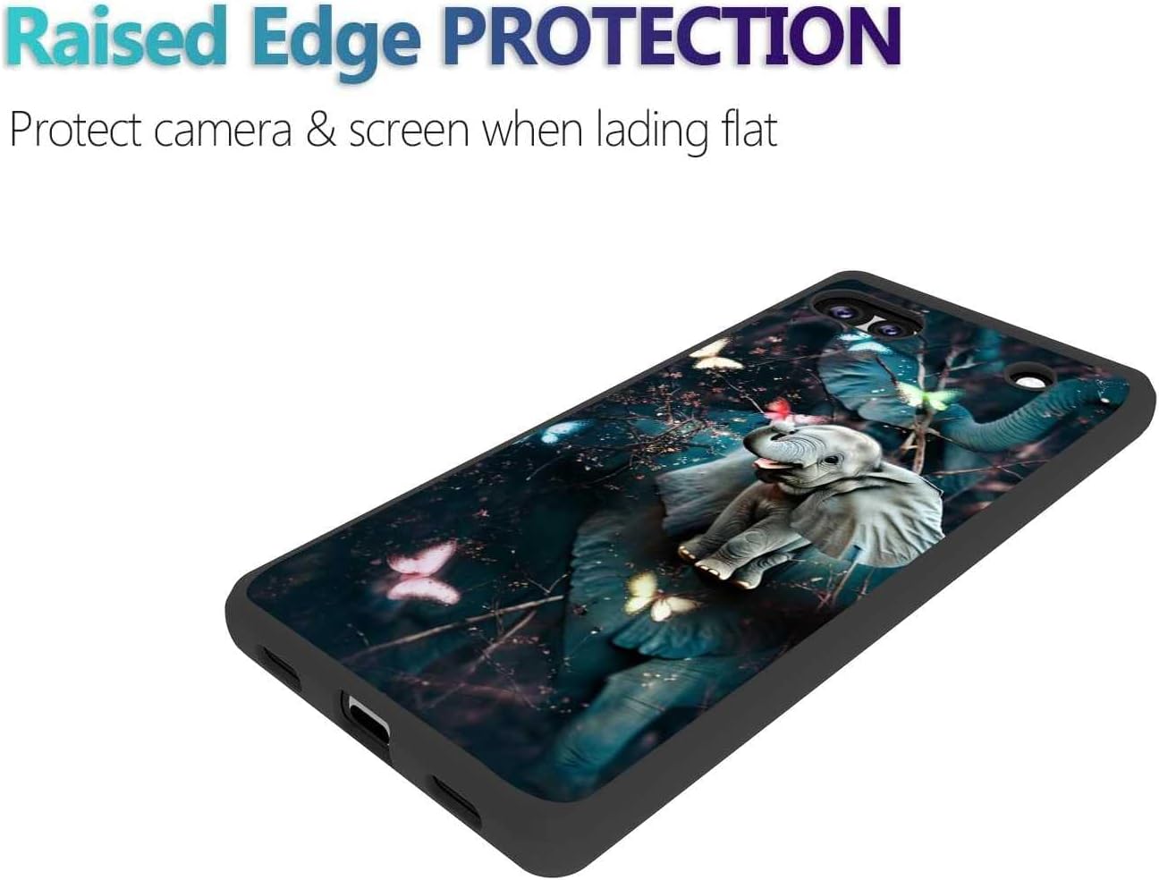 Compatible con Google Pixel 6A – Funda de elefante, lindo elefante bebé colorido mariposas bosque gráfico para Google Case hombres mujeres, funda de