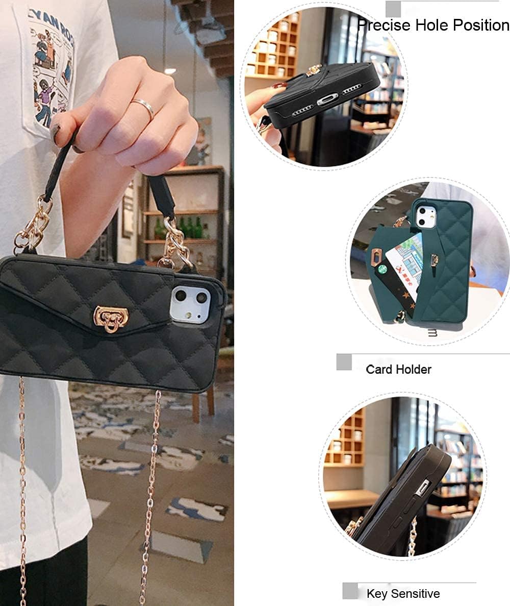 Yatchen Funda tipo cartera para iPhone 12 Pro Max, funda cruzada para teléfono con correa de cordón, bonita funda tipo cartera con tapa para tarjeta
