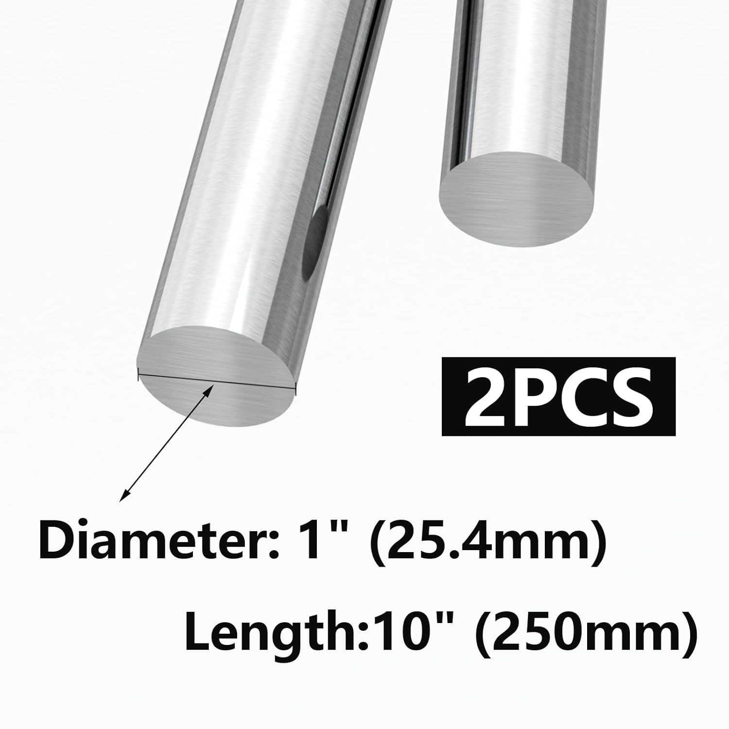 Varilla redonda de acero inoxidable 304 de 1 pulgada de diámetro, barra sólida de 9.84 pulgadas de largo, para manualidades de metal y pasatiempos
