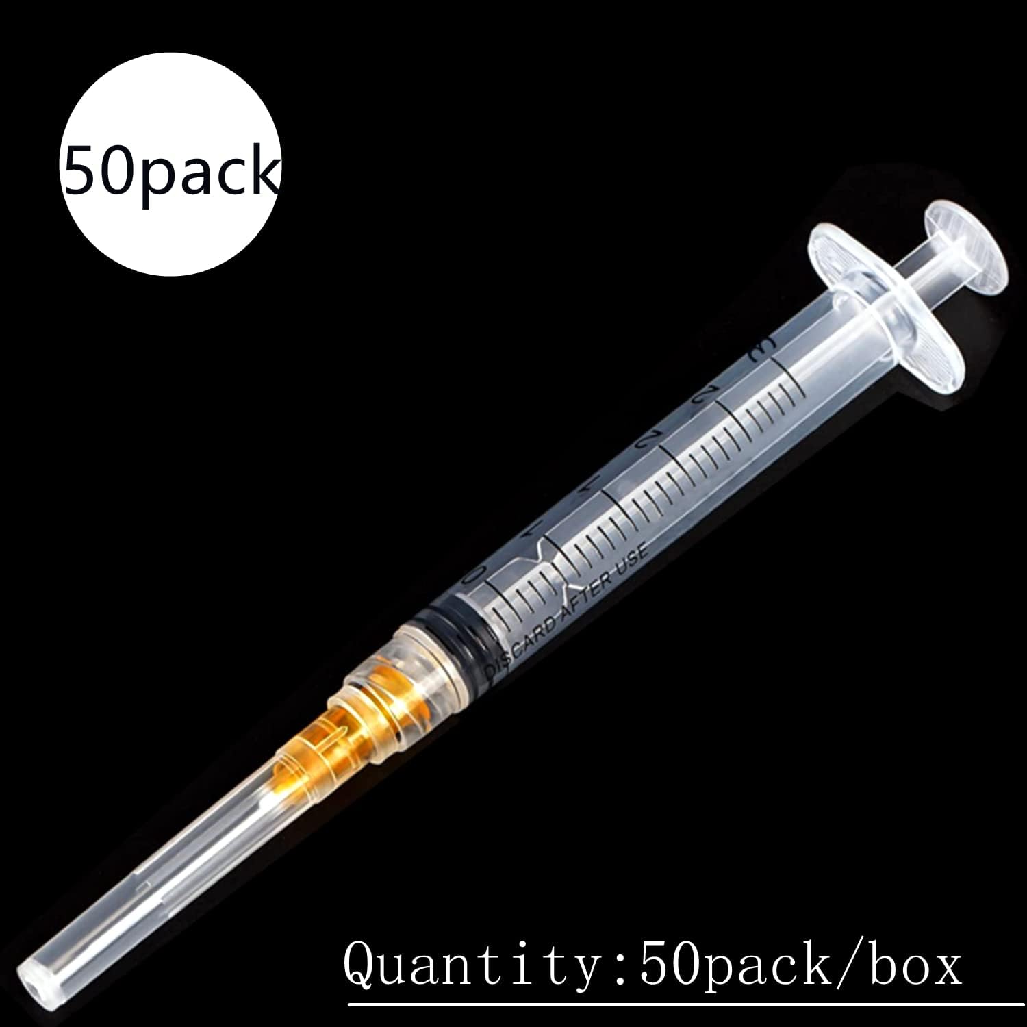 Paquete de 50 jeringas dispensadoras de plástico de 0.1 onzas fluidas y 25 Ga, consumibles de laboratorio industrial y científico para rellenar,