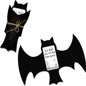 Invitaciones de fiesta de superhéroes, 20 tarjetas de invitación de murciélagos negros en 3D para murciélago, baby shower, superhéroe, hombre, Invitaciones de fiesta de superhéroes, 20 tarjetas de invitación de murciélagos negros en 3D para murciélago, baby shower, superhéroe, hombre,