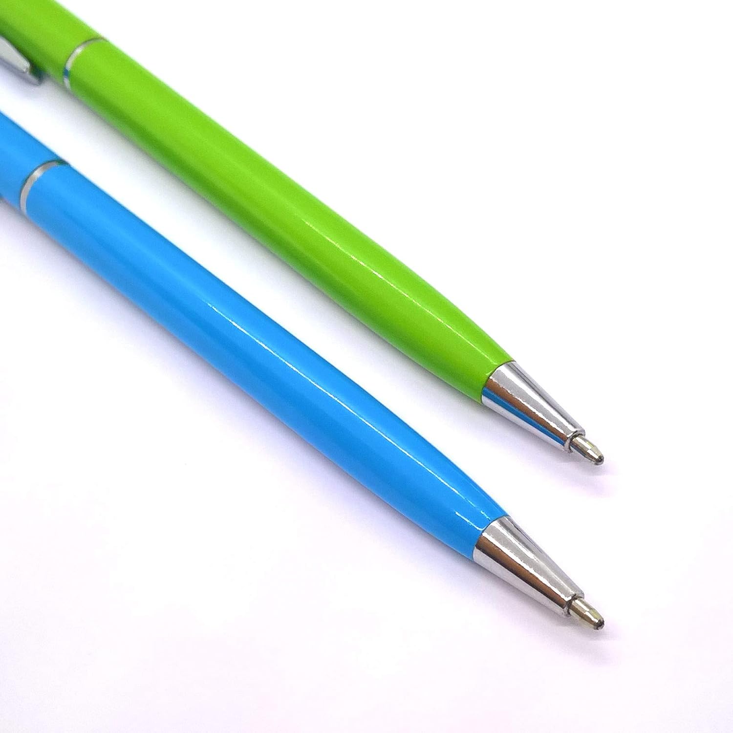Paquete de 2 lápices táctiles universales 2 en 1 para dispositivos Android, teléfono móvil, teléfono celular, tableta, iPad, iPhone (azul y verde)