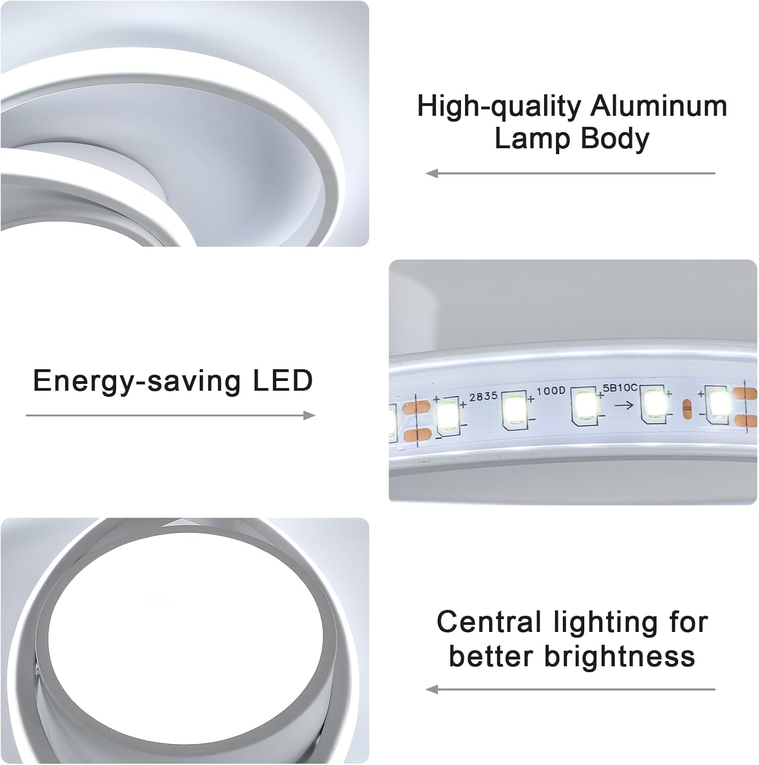 AUA Juego de 2 lámparas LED de techo, modernas luces de techo semiempotradas, color blanco frío de 6000 K, lámparas de techo para cocina, comedor,