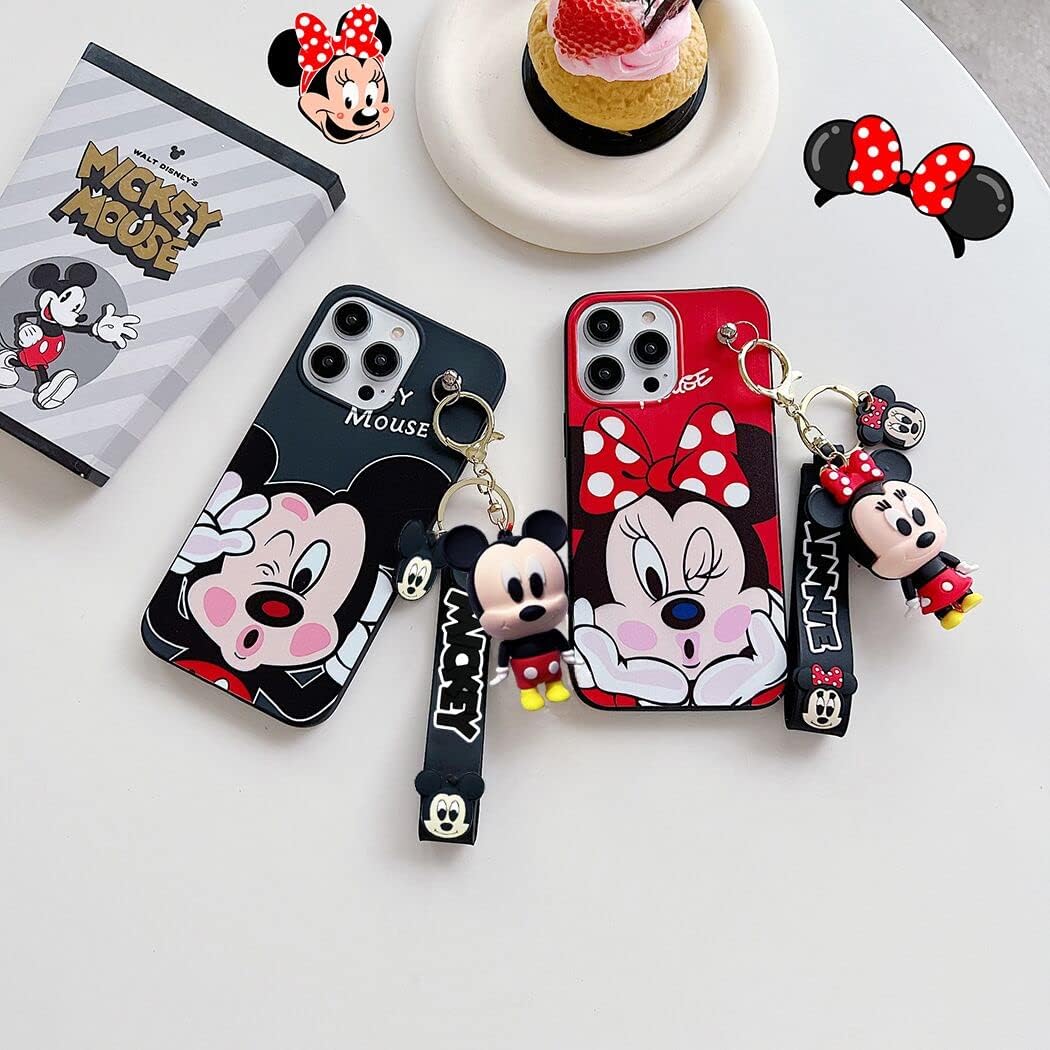 iFiLOVE Funda para iPhone 13 Pro Max de Mickey Mouse con correa colgante de dije, para niñas, niños, mujeres, niños, pulsera de personajes de