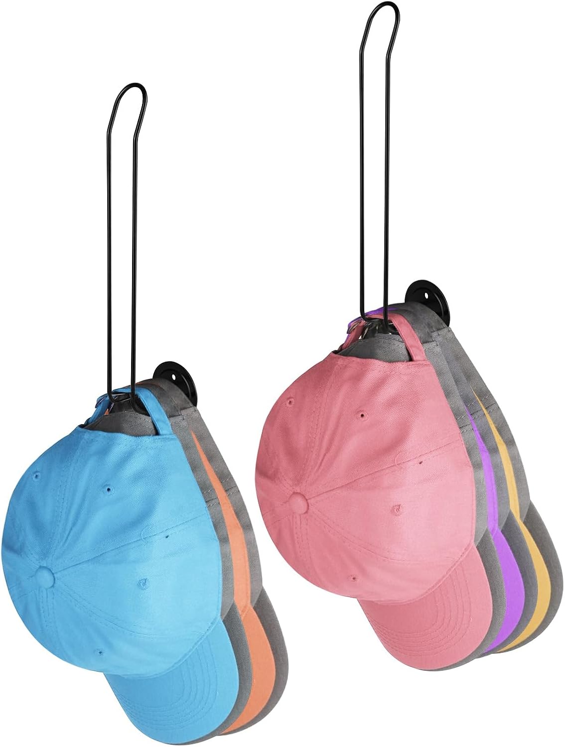 Percheros para organizador de sombreros de pared, de acero inoxidable para gorras de béisbol, juego de 2 perchas de pared para armario, soporte de