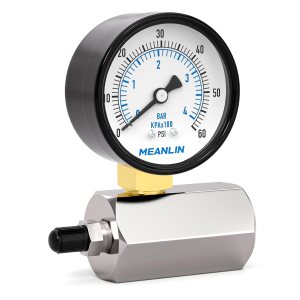 MEANLIN MEASURE 0-60Psi 2 "medidores de presión graduados dobles de acero de prueba de aire, conexión FNPT de 34", precisión del -3-2-3%