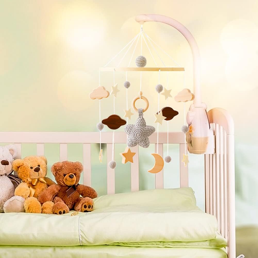 Lindo móvil de bebé para cuna, caja de música de relojería, decoración bohemia para guardería con brazo móvil para cuna de bebé, brazo móvil para