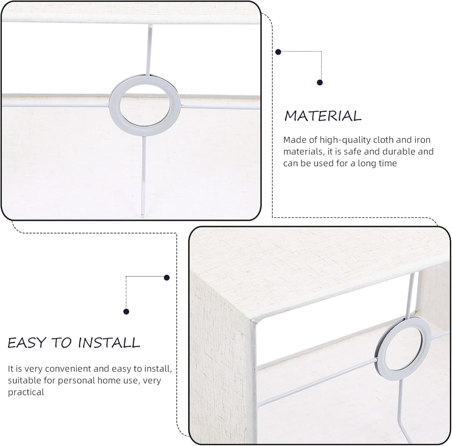 Housoutil Lámpara de mesa de tela, pantalla de lino, cubierta de lámpara de techo empotrada, pantallas cuadradas para lámparas de mesa, pantalla de