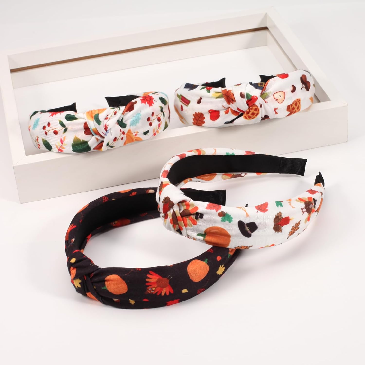 4 diademas para el día de Acción de Gracias para mujeres y niñas, con nudo ancho de otoño, turbo, sombrero de fruta, calabaza, maíz, antideslizante,