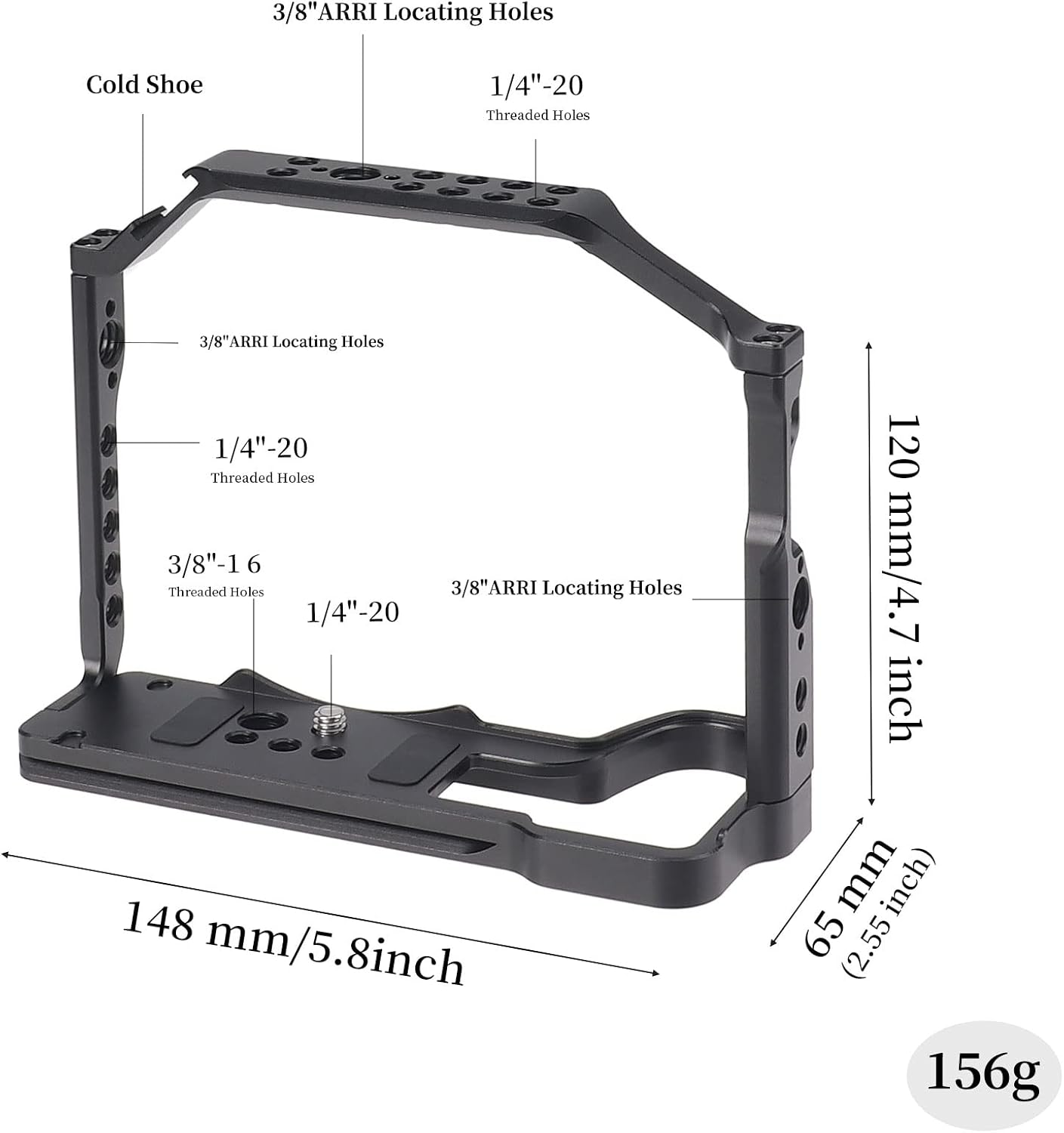 Fotga Jaula de cámara S5II para Panasonic Lumix S5II S5 Mark II G9II G9 Mark II sin espejo para cámara sin espejo, compatible con trípode Arca Swiss