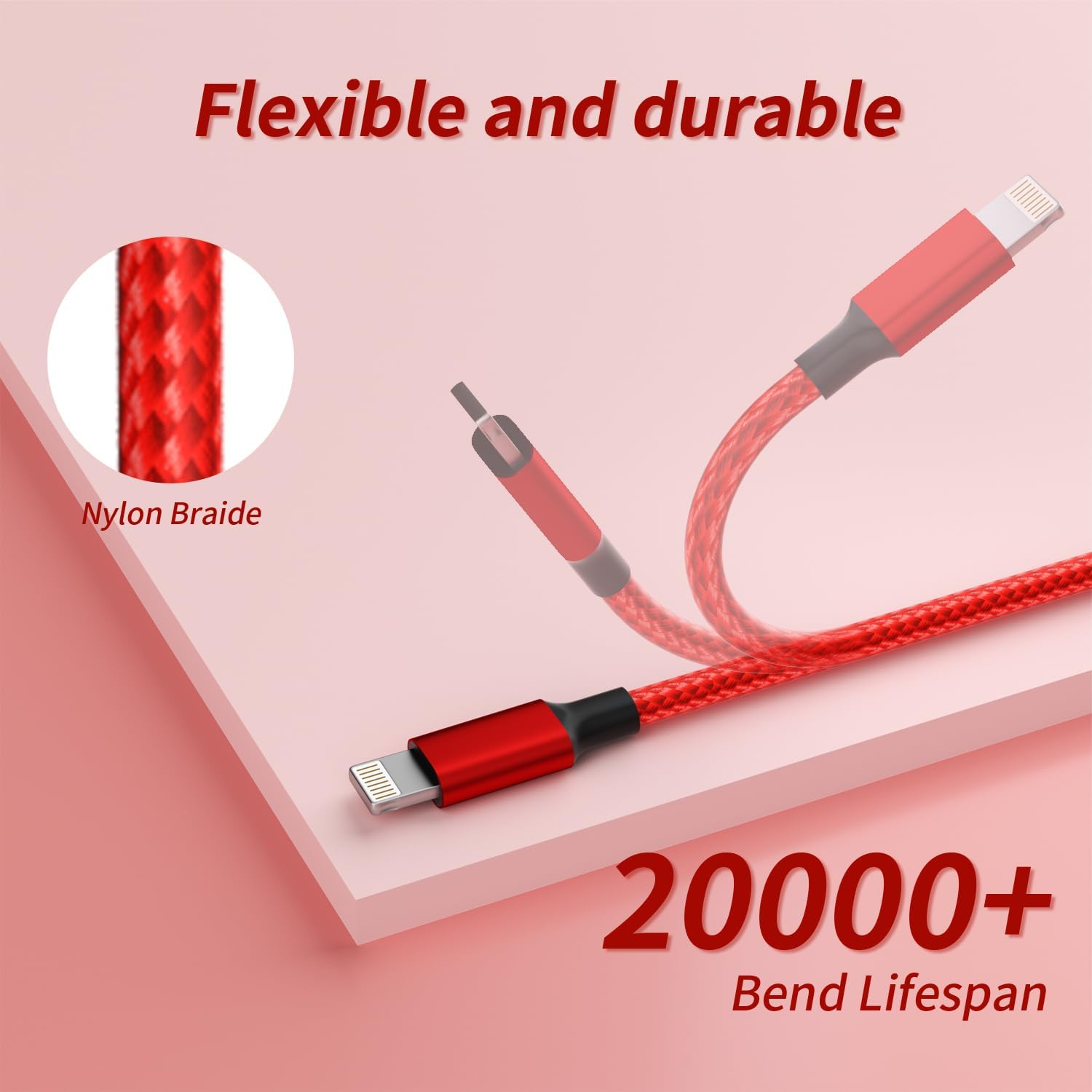Cable de carga múltiple (paquete de 2 unidades de 4 pies), cable de carga múltiple USB de nailon trenzado 3 en 1, cable de carga rápida con puerto