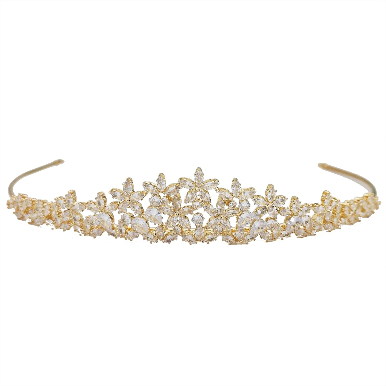 Tiaras de boda pequeñas brillantes para mujer, corona de quinceañera de circonita cúbica, tiara de 16 tiaras, diadema dorada, tocados de cristal,