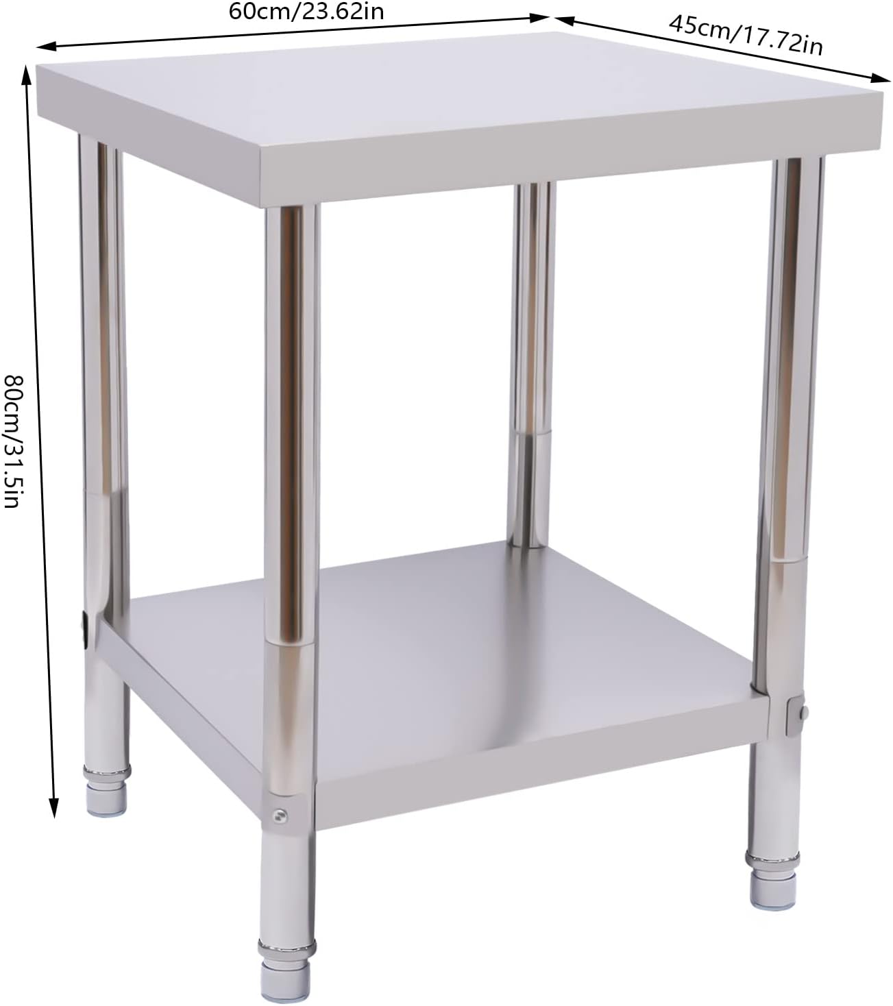 Mesa de acero inoxidable para preparación y trabajo, mesa de trabajo de preparación de alimentos comercial resistente con estante inferior, para