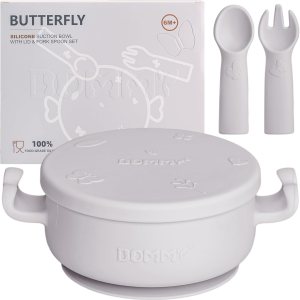 Dommy Juego de alimentación para bebés de mariposacuenco de succión con cuchara y tenedor  Suministros de alimentación  Suministros de destete LED Dommy Juego de alimentación para bebés de mariposacuenco de succión con cuchara y tenedor  Suministros de alimentación  Suministros de destete LED