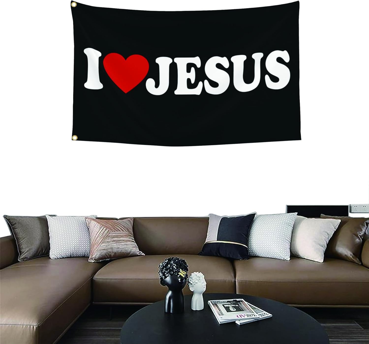 Bandera de Jesús con texto en inglés “I Love Jesus”, banderas americanas para exteriores, 3 x 5 pulgadas, bandera de fe cristiana sobre el miedo,