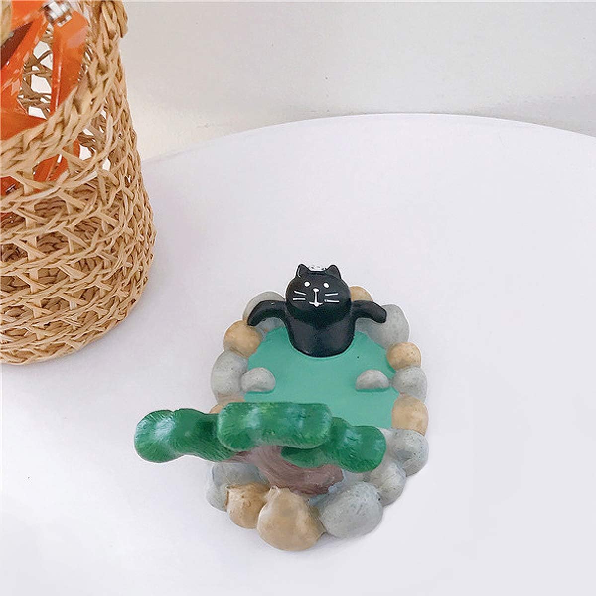Soporte para teléfono celular de escritorio, aguas termales, con lindo gato relajado para oficina, manos libres, ornamento para el hogar