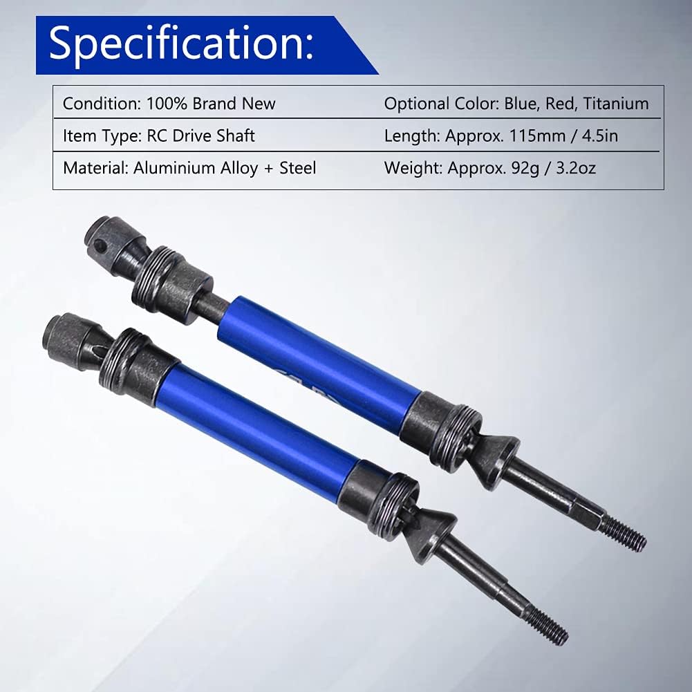 Tbest Eje de transmisión a control remoto, transmisión de acero de aleación de aluminio, accesorio Axal apto para ECX 2WD 110 RC Car (azul) Ecx