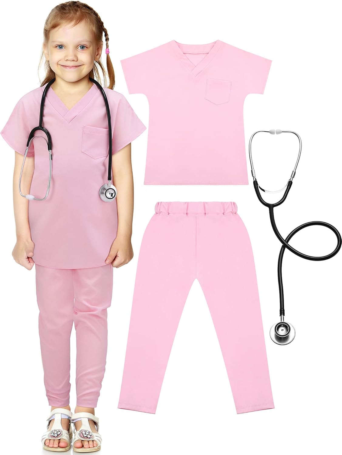 Zhanmai Conjunto de uniforme médico, disfraz de juego de simulación con juguete de juego de rol para Halloween