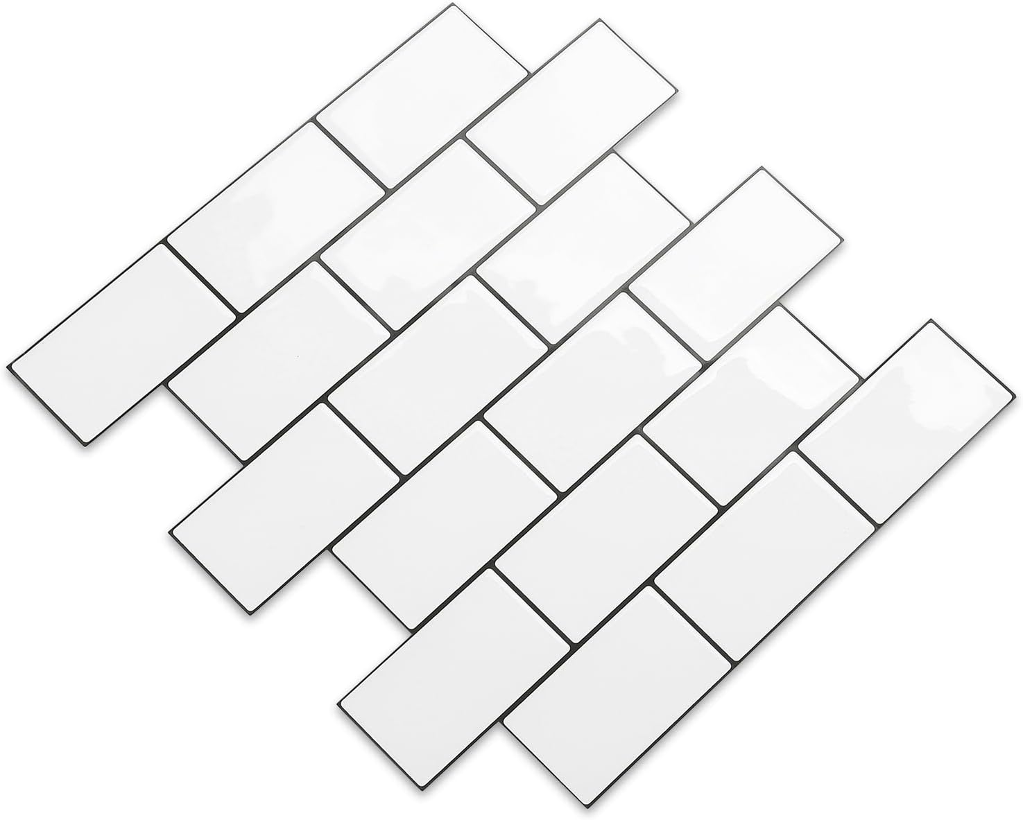 Tilingview Azulejos de metro de 10 hojas de vinilo blanco autoadhesivos para decoración del hogar (12 x 12 pulgadas, blanco)