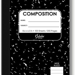 iScholar Cuaderno pequeño de composición en blanco y negro, rayas anchas, 8.6 x 6.3 pulgadas, 100 hojas (10110) iScholar Cuaderno pequeño de composición en blanco y negro, rayas anchas, 8.6 x 6.3 pulgadas, 100 hojas (10110)