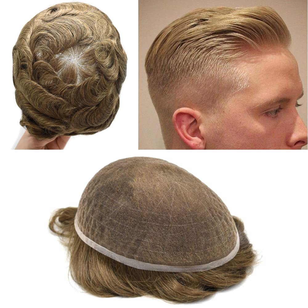 Tupé para hombre, pieza de cabello humano real, suave, encaje suizo frontal, sistema de cabello para hombre, protesis capilar para hombre (8 x 10