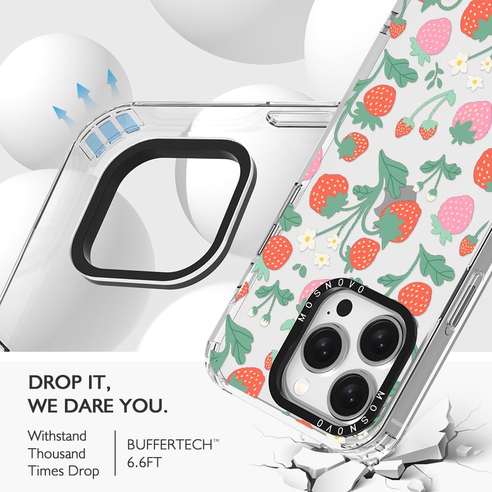 MOSNOVO Buffertech – Funda compatible con iPhone 15 Pro, impacto de caída de 6.6 pies, tecnología antidesprendimiento, funda transparente de TPU con