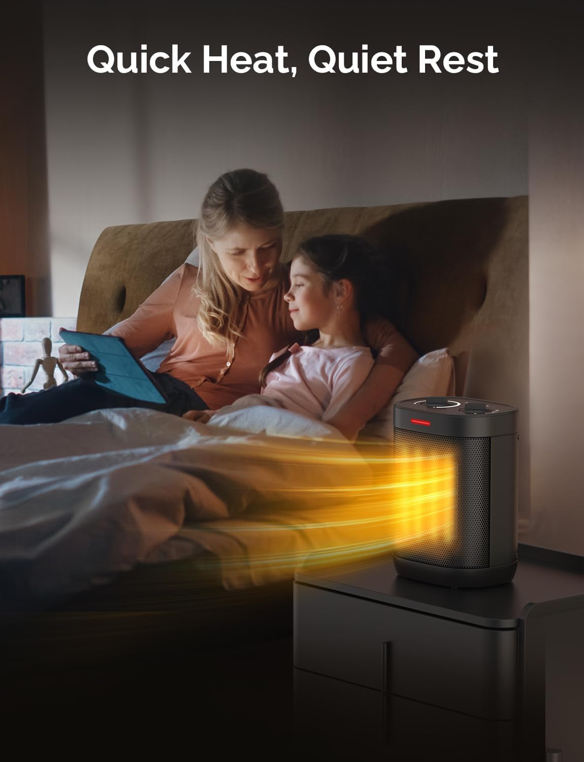 Calentadores de espacio para uso en interiores, calentador portátil de cerámica PTC, de 1500 W900 W, calentador de espacio pequeño con termostato,