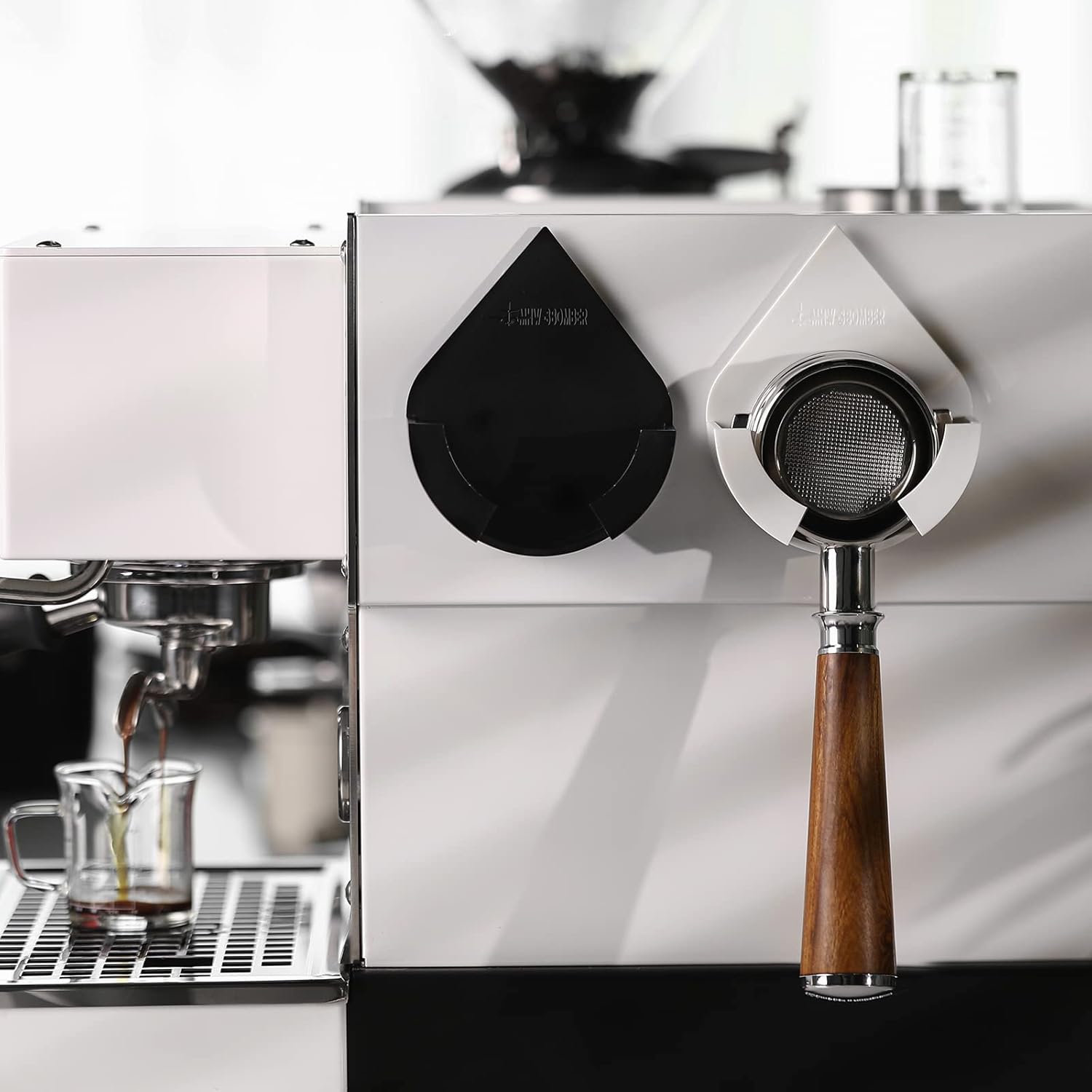 MHW-3BOMBER Portafiltro de café para pared, 2 piezas de soporte para portafiltros de café, filtro de máquina de café expreso, soporte montado en la