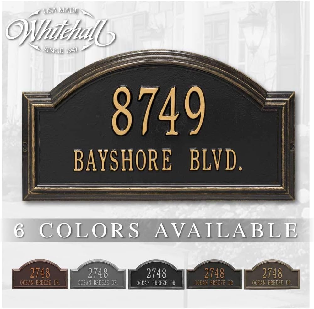 Placa de dirección de metal fundido personalizada Whitehall – La placa de arco de la Providencia. Fabricado en los Estados Unidos. Cuidado con las