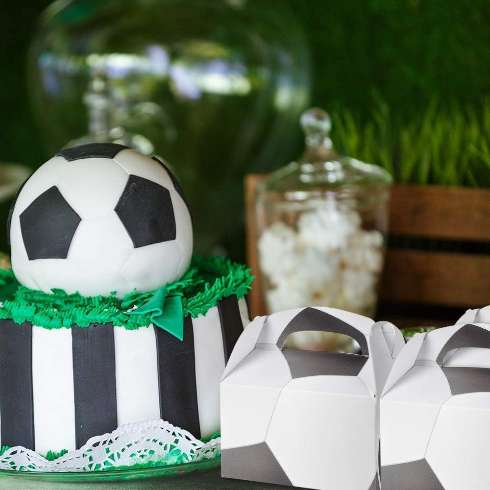 ArtCreativity Cajas de golosinas de fútbol para dulces, galletas y recuerdos de fiesta temática deportiva, paquete de 12 cajas de galletas, bonitas