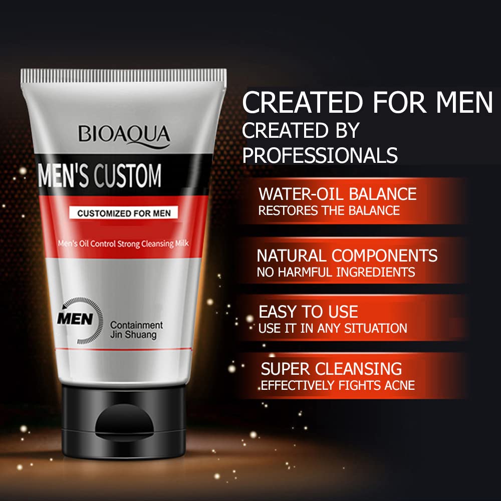 BIOAQUA Hombres Hydra Pure Matte Delicado Limpieza Facial Lavado Sebum Control Hidratante Tubo 3.53 oz