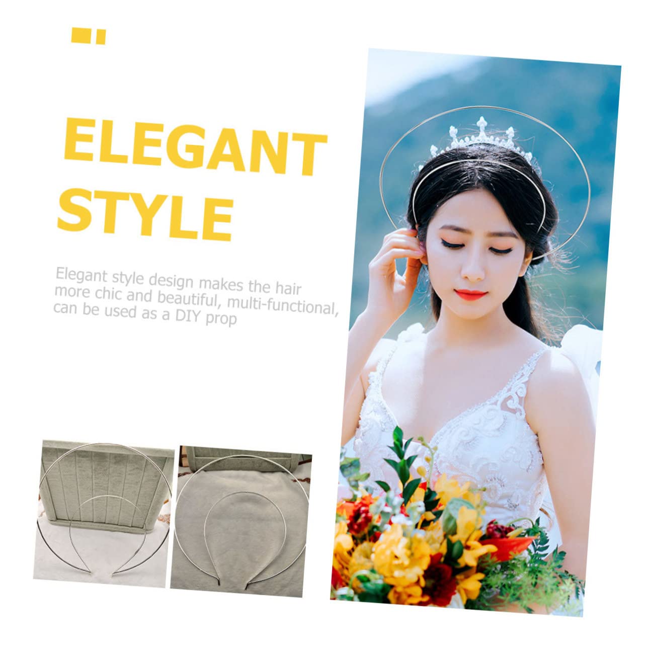 Abaodam 18 Pcs Crown Headband Bridal Headpieces for Wedding Tiara Headband Headdress Angel Goddess Headband Spike Headband Virgin Headband Hair Band