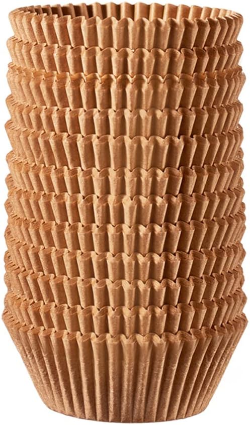 Comfy Package, 500 piezas Revestimientos Kraft para cupcakes de tamaño estándar, grado alimenticio y a prueba de grasa, tazas para hornear