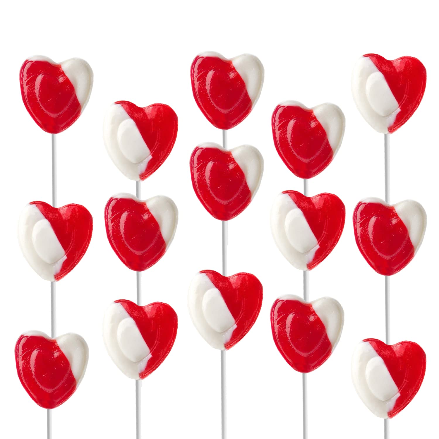 The Dreidel Company Paletas para el día de San Valentín con forma de corazón rojo sabor fresa y crema, envueltas individualmente (media libra),
